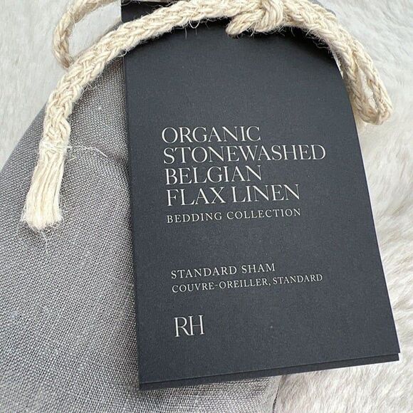 NWT RESTORATION HARDWARE Size Standard Stonewashed Belgian Flax Linen SHAM Fog 1 - Picture 2 of 6